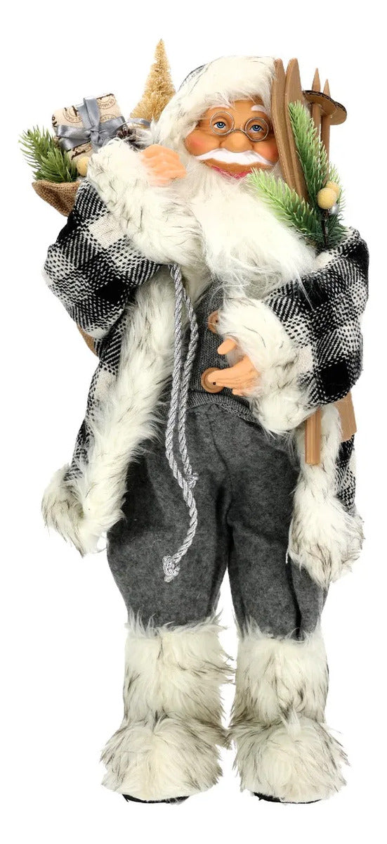 Santa Claus Lluvia Estilo Bosque Nevado con Esquís 60 cm