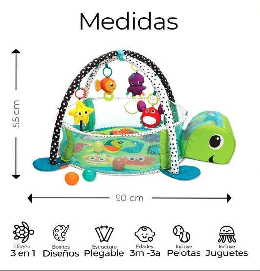 Gimnasio Para Bebé Tortuga Con 30 Pelotas Y Juguetes