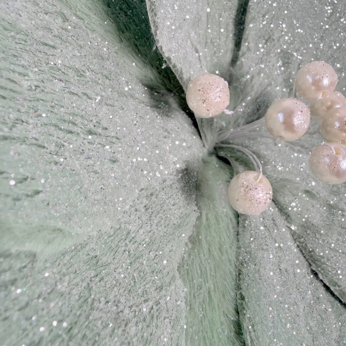 Nochebuena Lluvia Poinsettia Verde Matcha Glitter