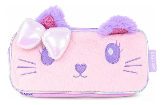 Lapicera Lluvia Gatita Kawaii De Peluche Color Rosa Pastel