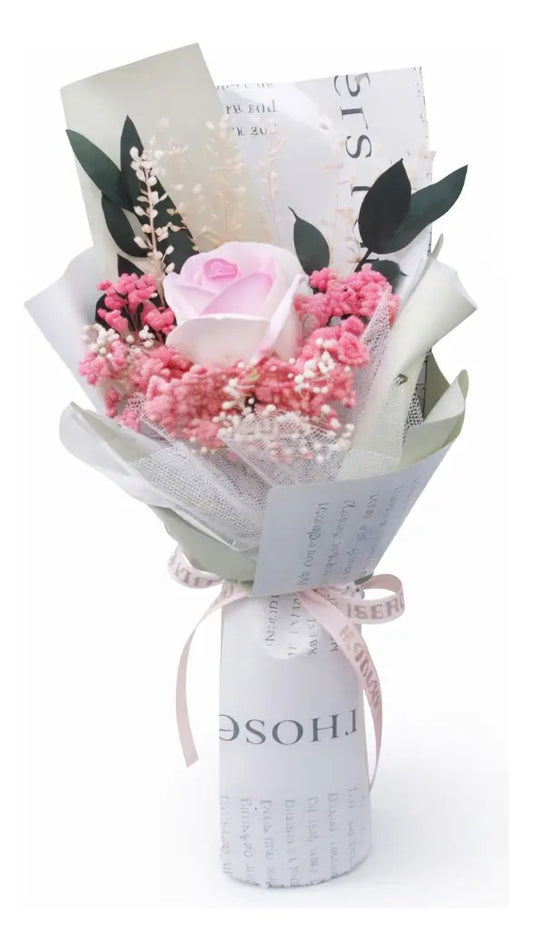 Ramo Decorativo Con Rosa Y Detalles Secos 3 Colores 19x8x13