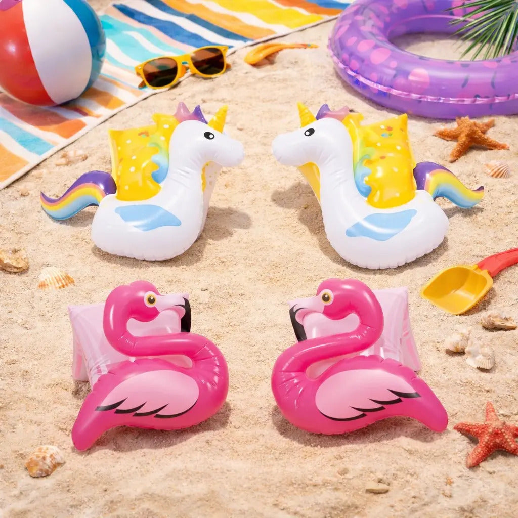 Flotadores Para Brazos Niña 23x15cm Flamingo Y Unicornio Rosa