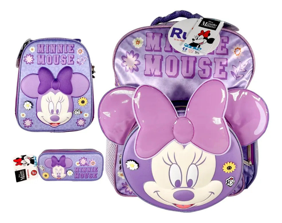 Mochila Primaria 3 Piezas Marca Ruz Minnie