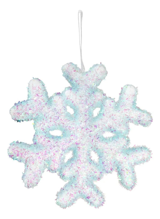 Set de 3 Copos de Nieve Lluvia Escarchado Multicolor 15 cm