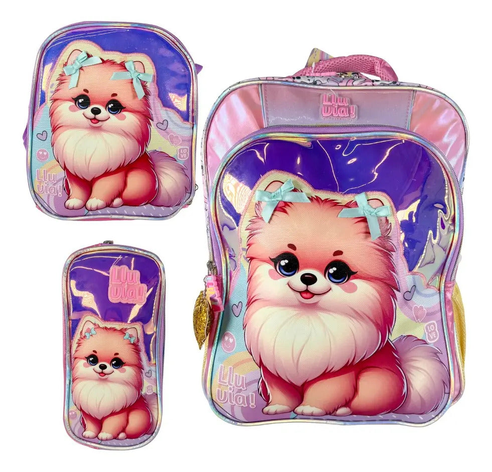 Paquete Mochila 3 Piezas Marca Lluvia Perrito Primaria