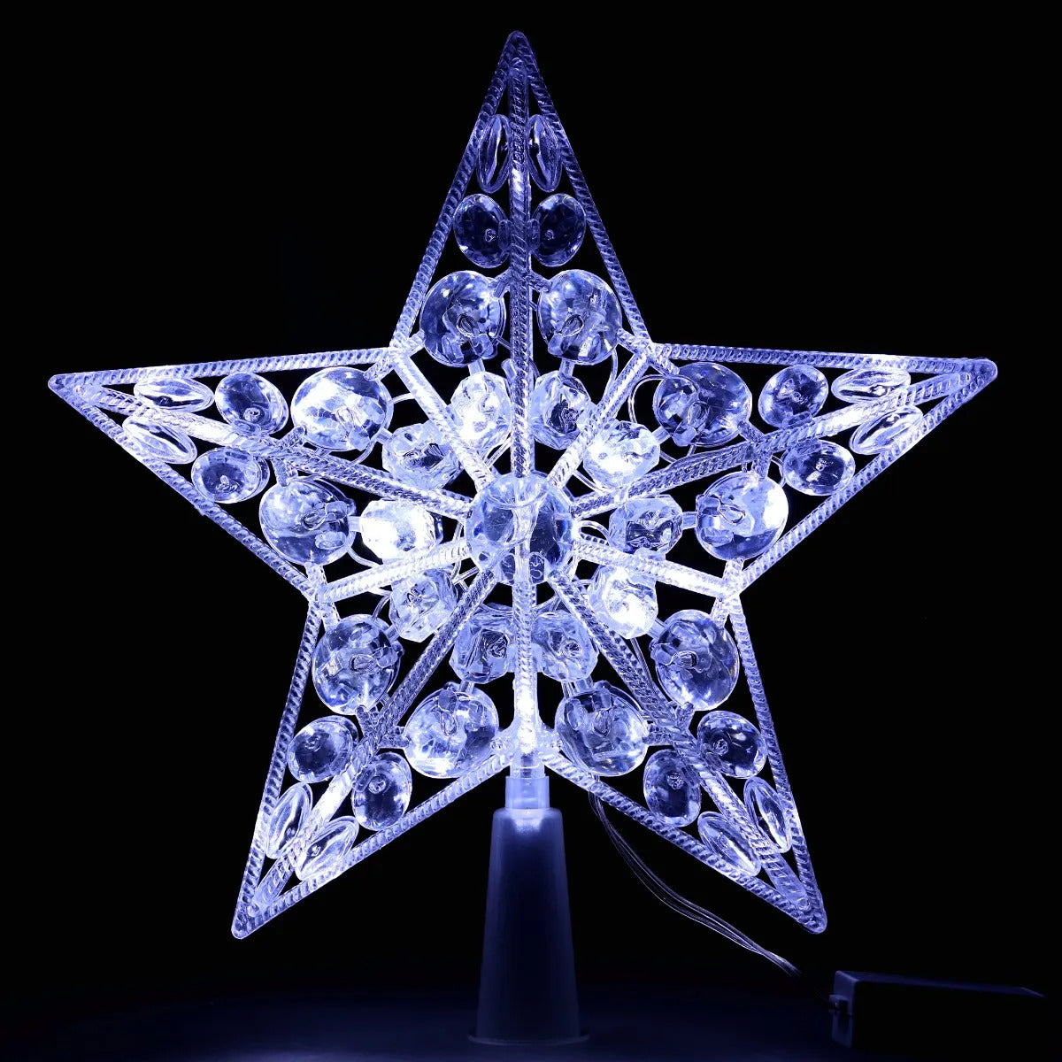 Punta De Árbol JL Estrella Cristalina 20 Luces Led 20 Cm