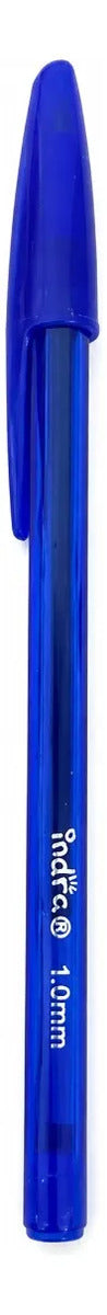 Plumas Indra Tinta Azul Punto Mediano 1.0 Mm 50 Piezas