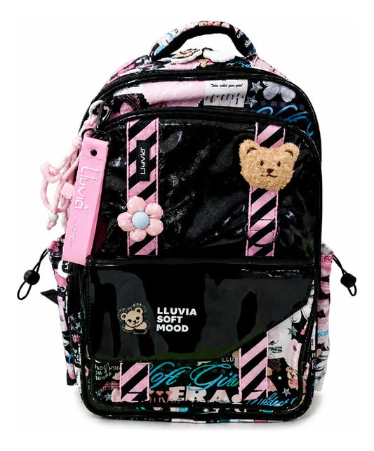 Set De 3 Piezas Mochila Lluvia Soft Mood Con Llaveros