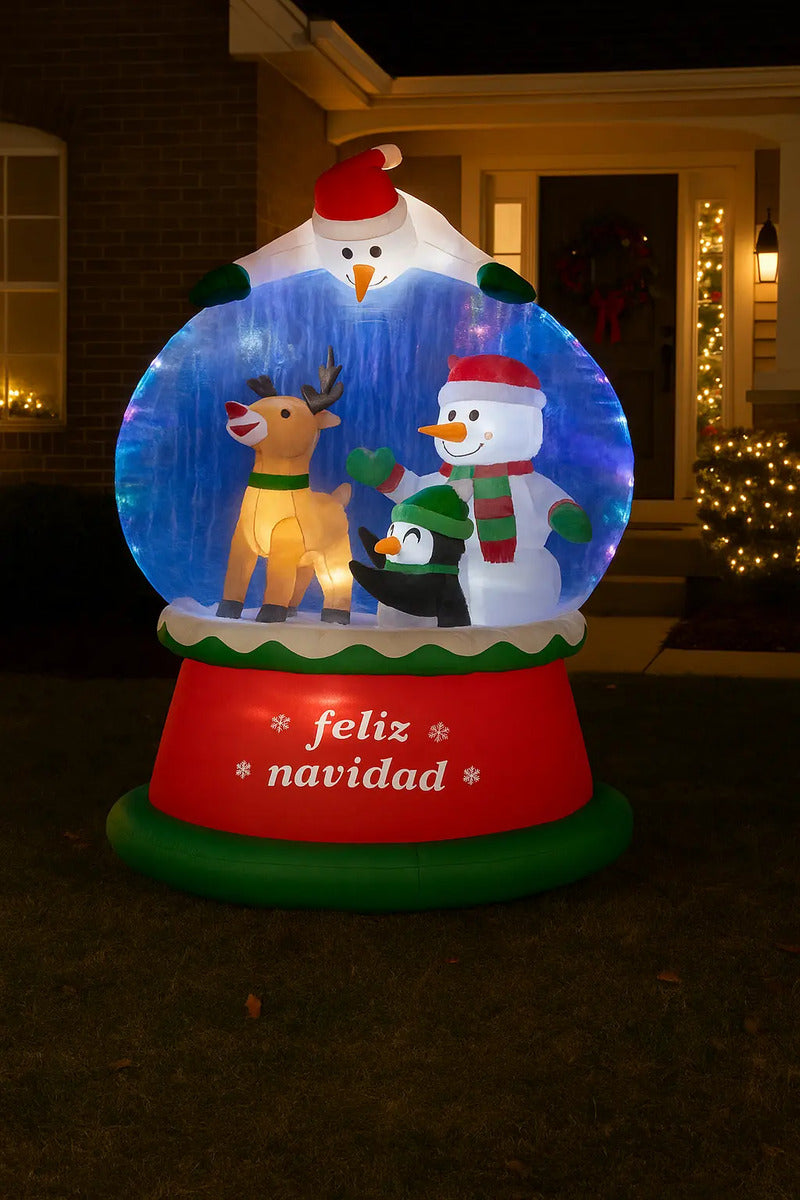 Inflable Navideño Esfera De Nieve Luces Led 180x110x110 Cm