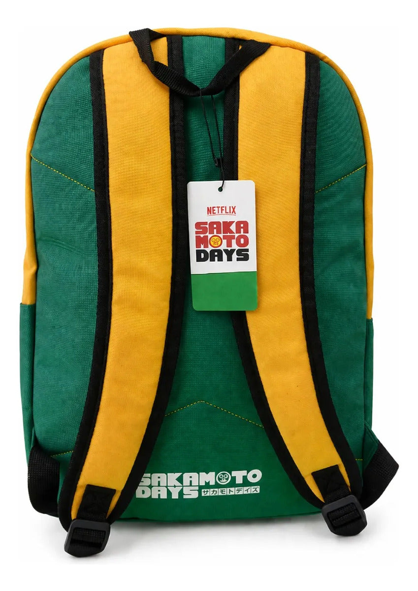 Mochila Juvenil Fotorama Sakamoto Days Escolar Verde Amarillo