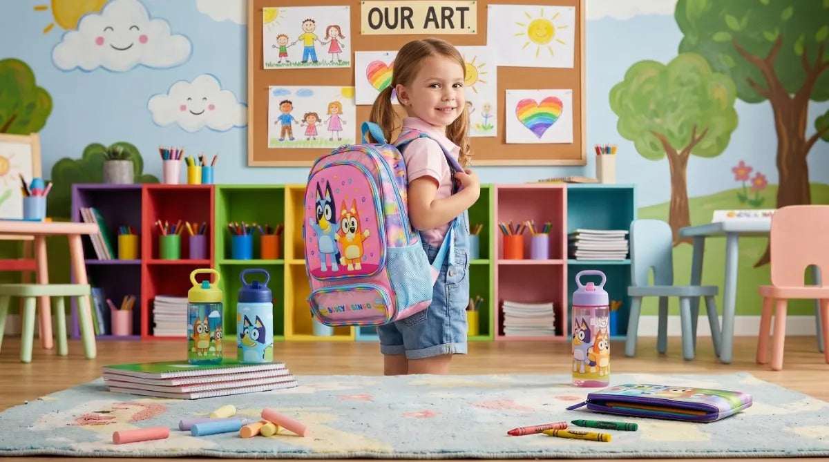 Mochila Kinder Bluey Y Bingo Fotorama Azul Y Rosa