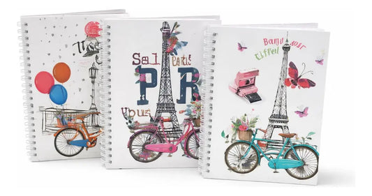 Libreta 3 Piezas Diseño Vintage París Cuadros 5mm Surimax