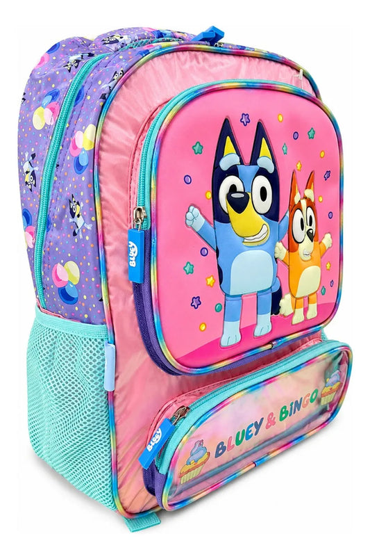 Mochila Kinder Bluey Y Bingo Fotorama Azul Y Rosa