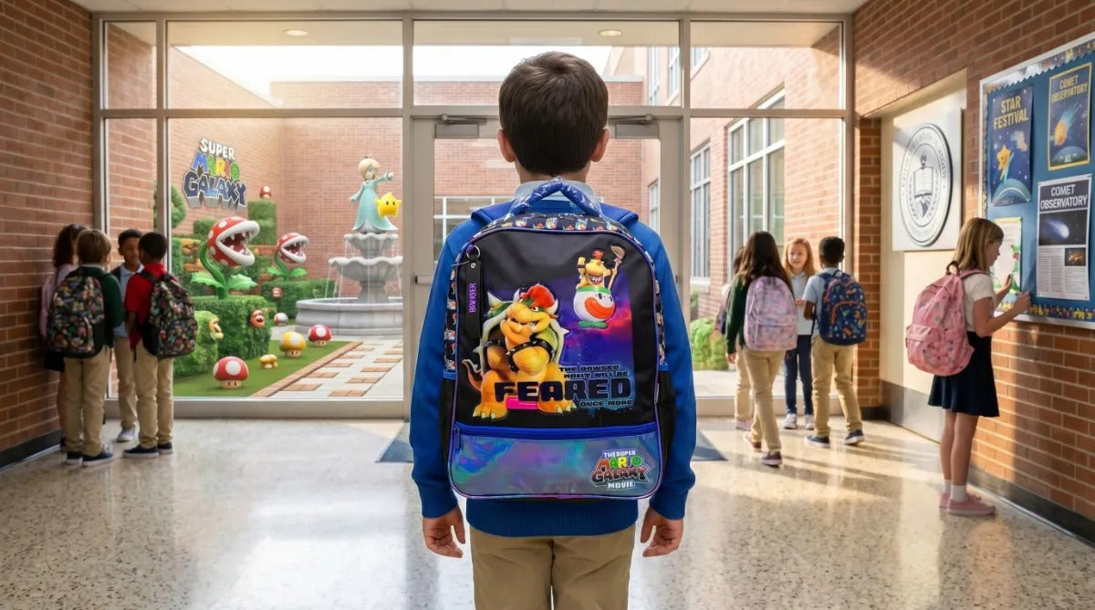 Mochila Primaria Ruz Bowser Super Mario Bros Color Azul