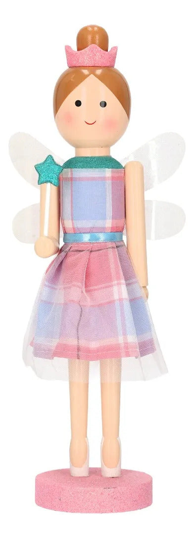Hada lluvia Vestido Escocés Rojo con Alas Doradas 25 Cm