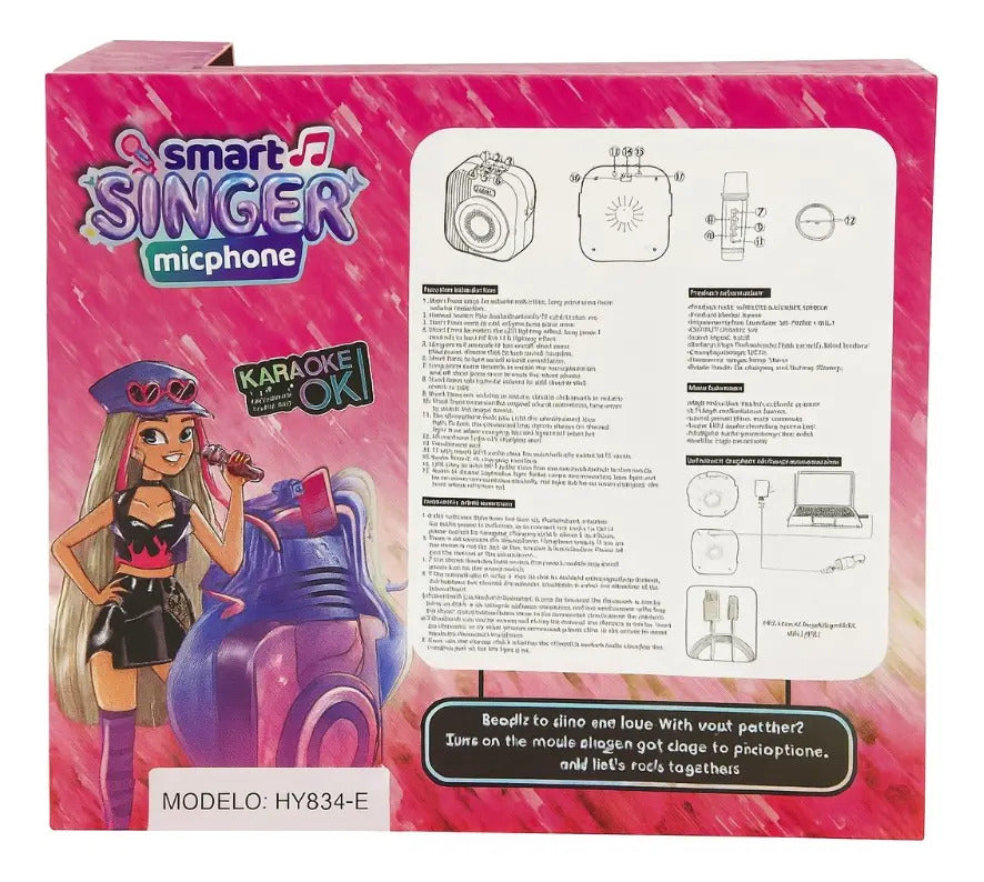 Micrófono Karaoke Smart Singer Con Bocina Recargable Candy