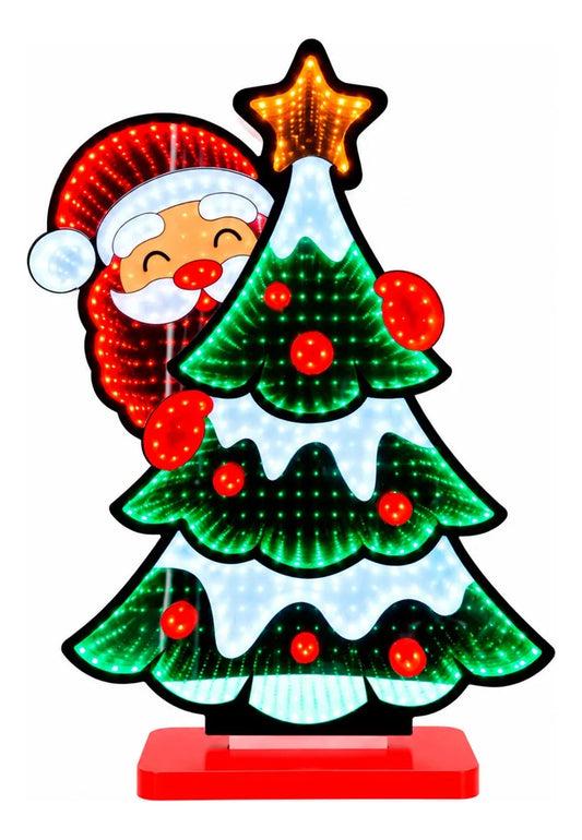 Pino Navideño Lluvia con Santa Luz Infinita 58 cm