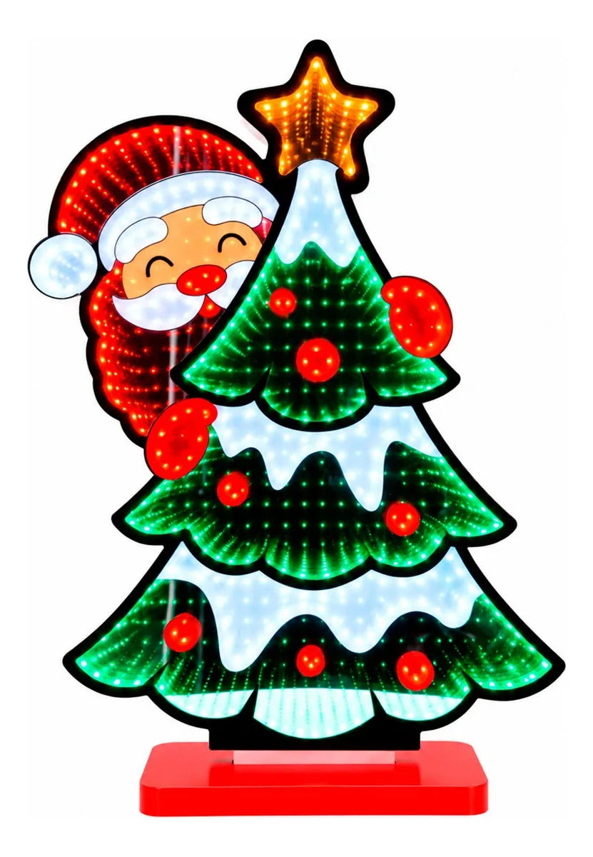 Pino Navideño Lluvia con Santa Luz Infinita 58 cm