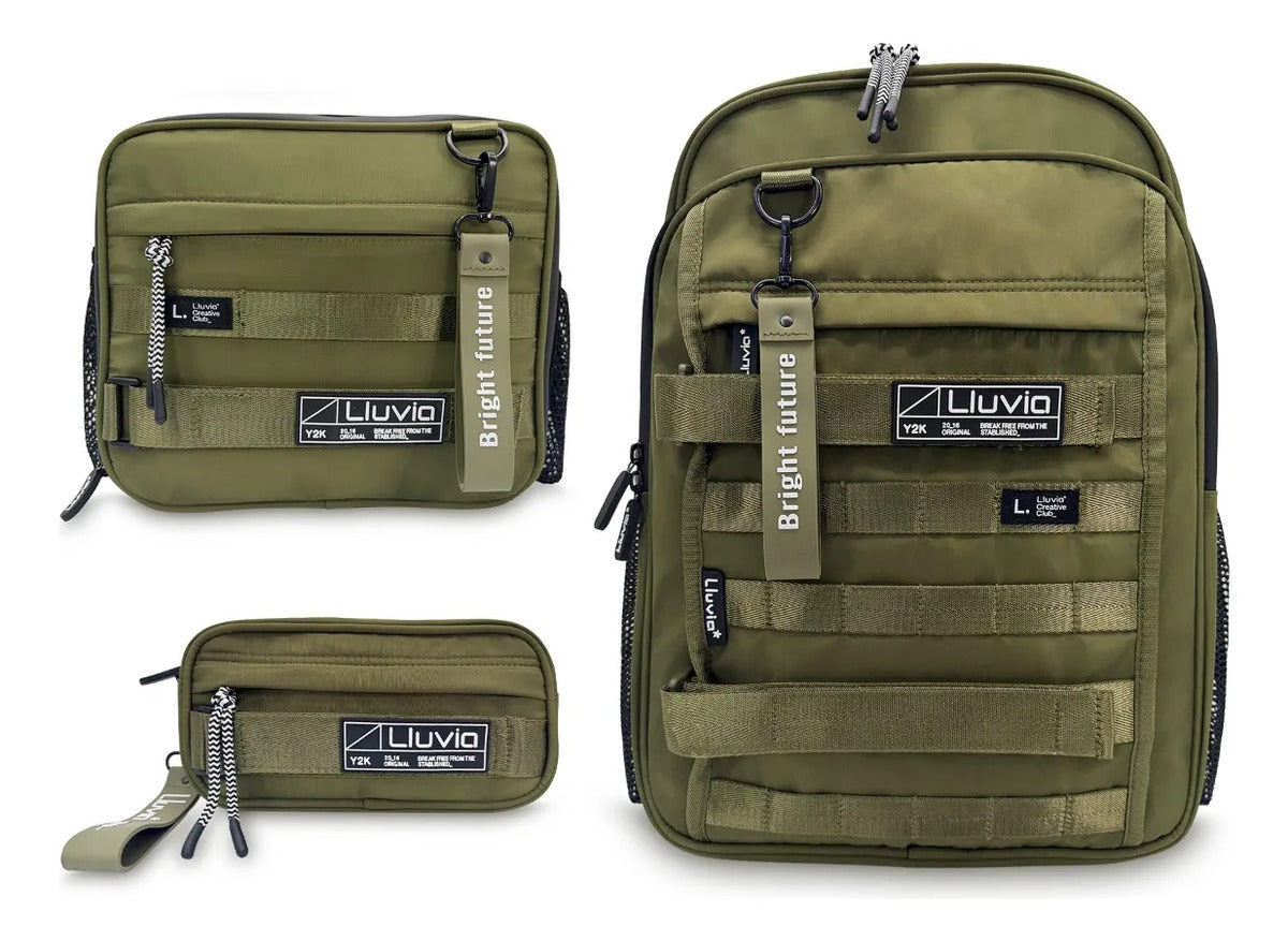 Set Escolar Lluvia Verde Estilo Militar