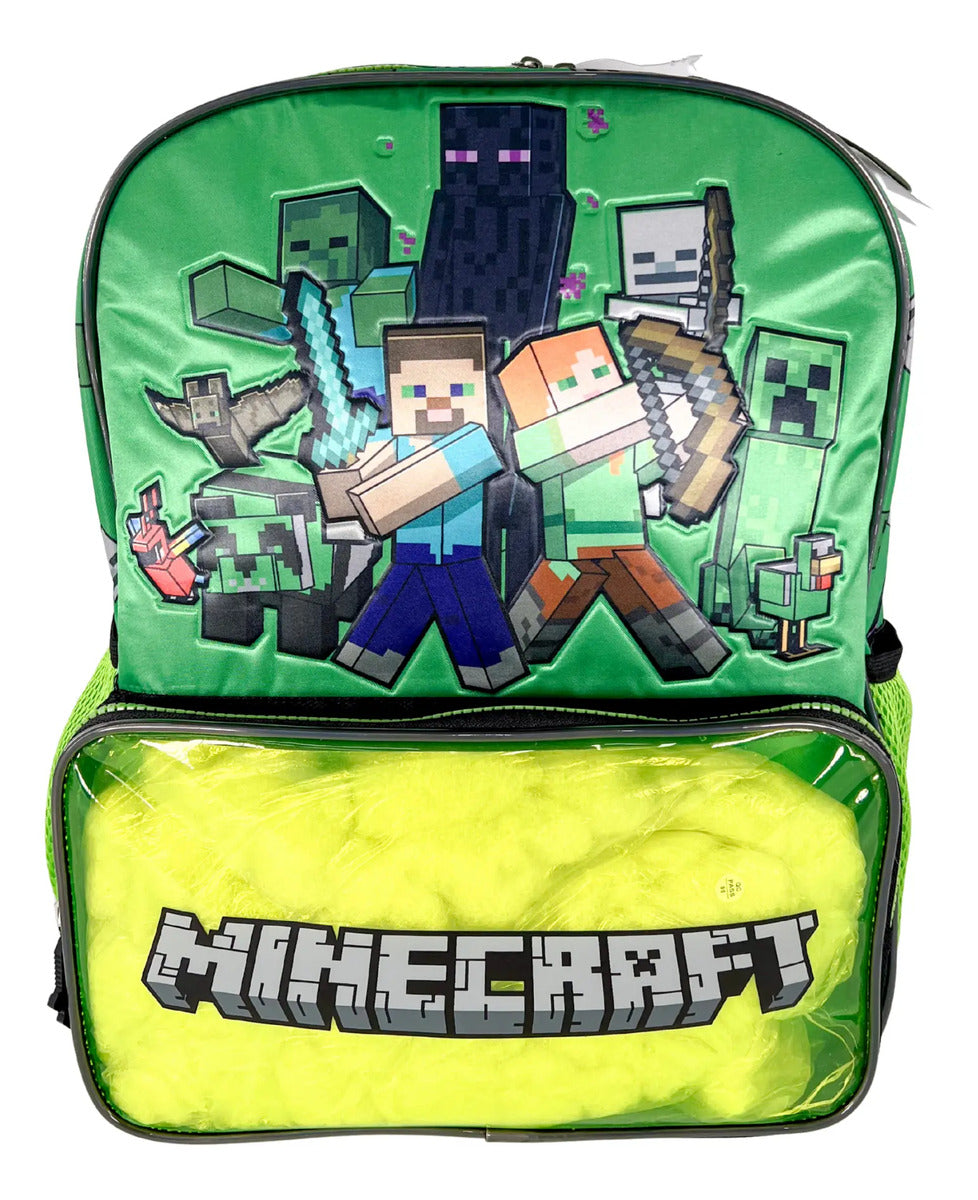 Mochila Primaria 3 Piezas Minecraft Aventuras Pixeladas