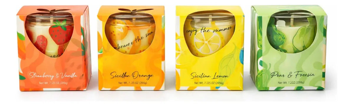 Colección De Velas Aromáticas 4 Aromas Frutales Premium
