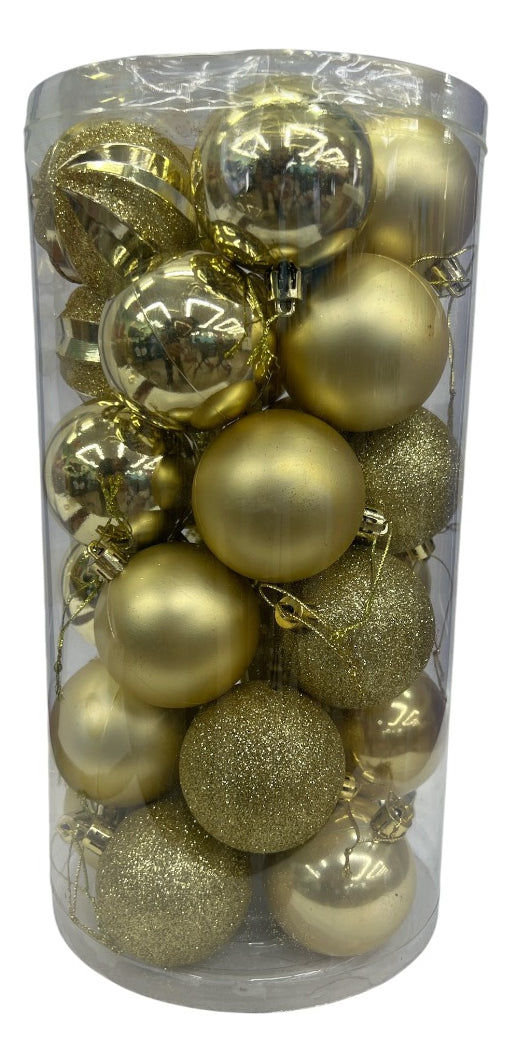 Esferas 30 Piezas Brillos De Oro Festivo Con Glitter