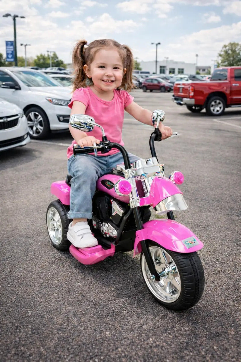 Moto Eléctrica Infantil Recargable Rosa Con Detalles
