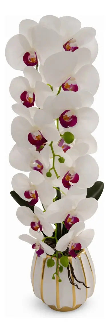 Orquídea Phalaenopsis Artificial En Maceta Blanca 62 Cm