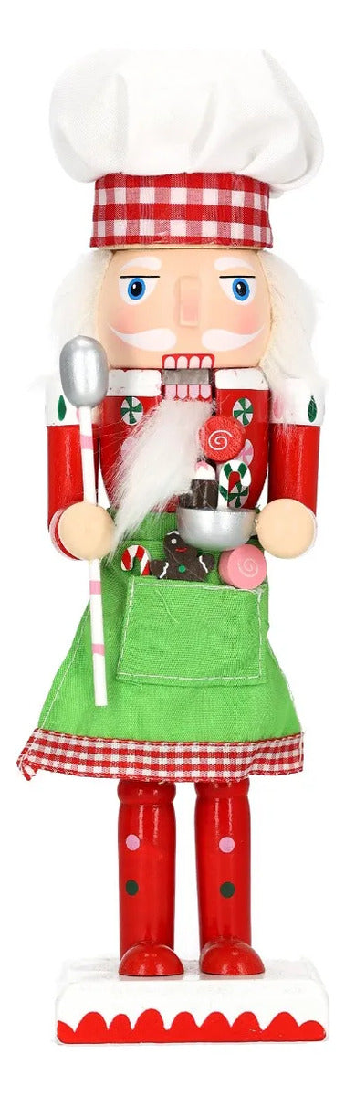 Cascanueces Navideño lluvia Chef Repostero De Madera 25 Cm