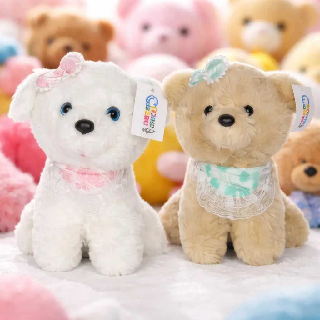 Peluche Perrita Con Mandil De Encaje 2 Colores 15 Cm