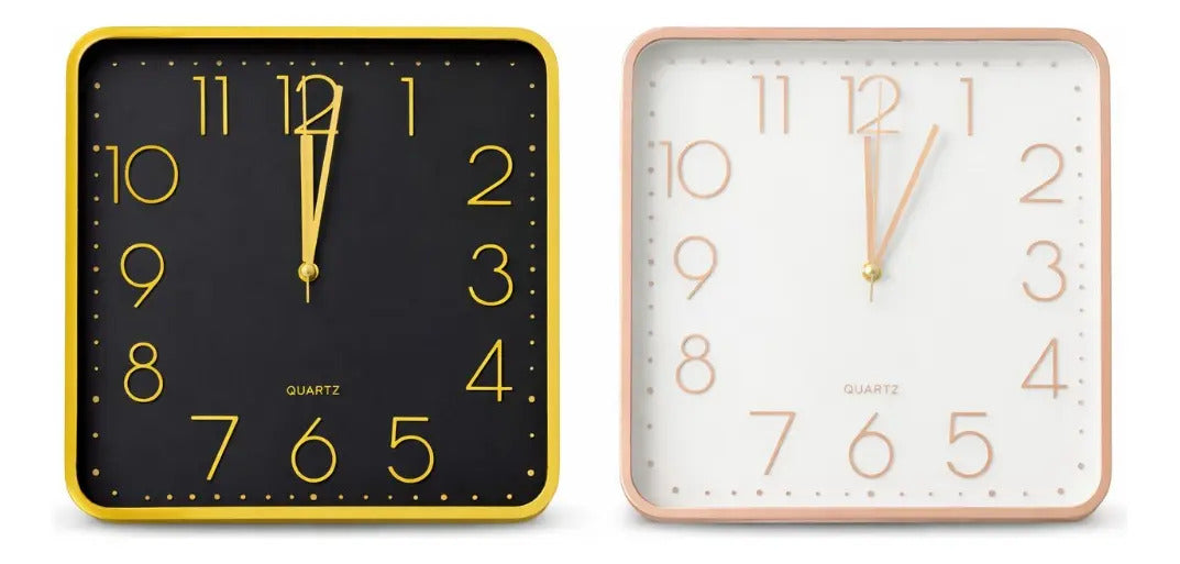 Reloj De Pared Moderno 30x4x30cm Dorado Negro Rosa Champang