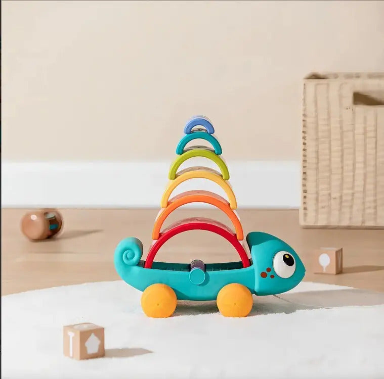 Juguete Didáctico Camaleón De Colores Con Aros Arcoíris