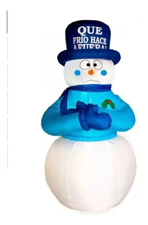 Muñeco De Nieve Inflable Navideño Con Movimiento Lluvia 2.4m