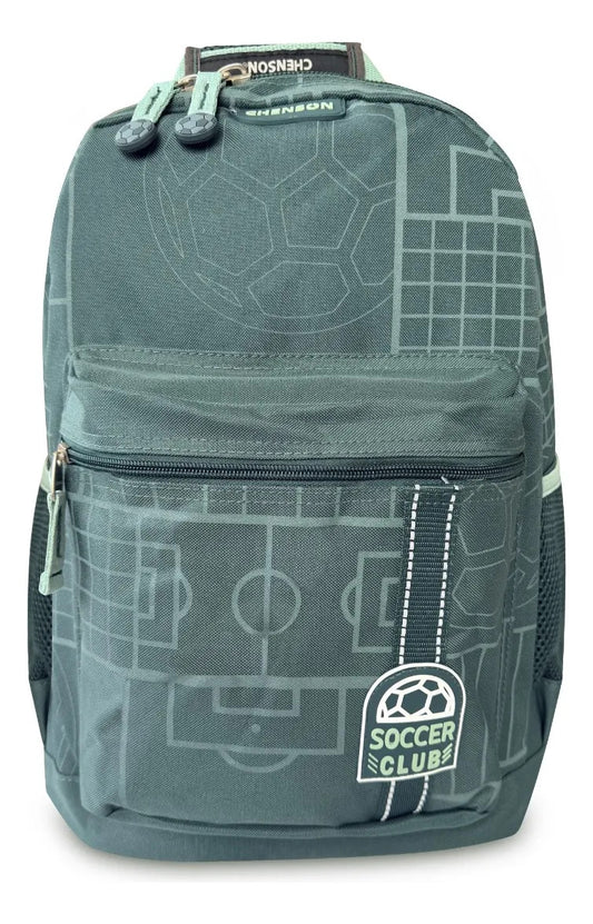 Mochila Escolar Chenson Verde Oscuro Diseño Balón de Fútbol
