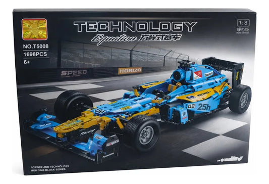 Carro Tipo Fórmula 1 Azul De Bloques 1698 Piezas Escala 1:8