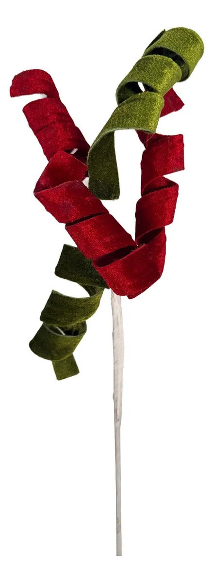 Rama de Curlis Lluvia Bicolor Rojo y Verde 52cm