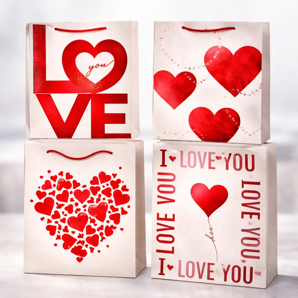 Bolsas De Regalo Una Docena Corazones Acabado Satinado