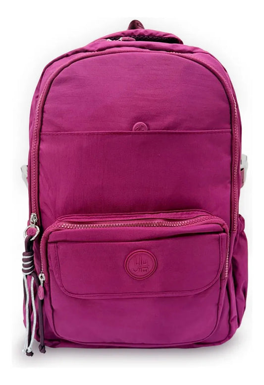 Mochila Juvenil Lluvia Magenta Resistente Y Espaciosa