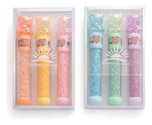 Marcatextos Diseño Osito Glitter Pastel Base Agua Lluvia