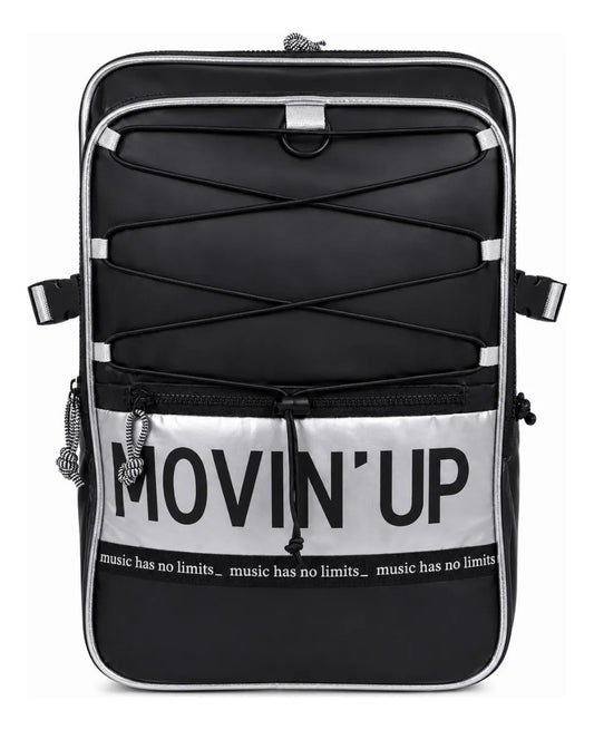 Mochila Juvenil Lluvia Negra Con Plata Frontal Ajustable