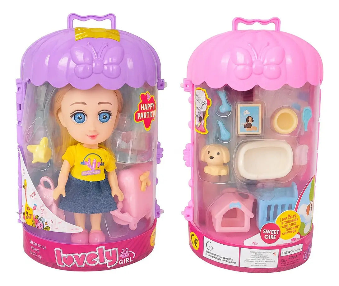Muñeca Candy Toys Con 16 Accesorios En Estuche Cápsula
