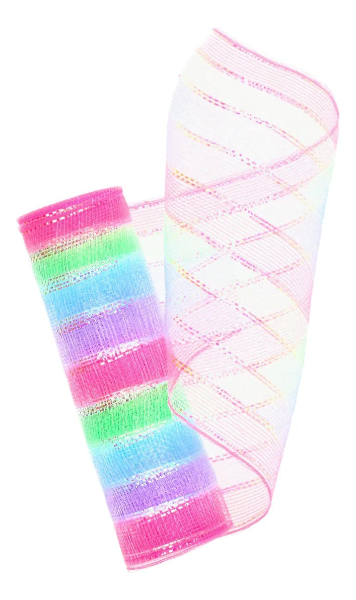 Malla Navideña lluvia Multicolor Pastel Plata 9 Metros 26 cm