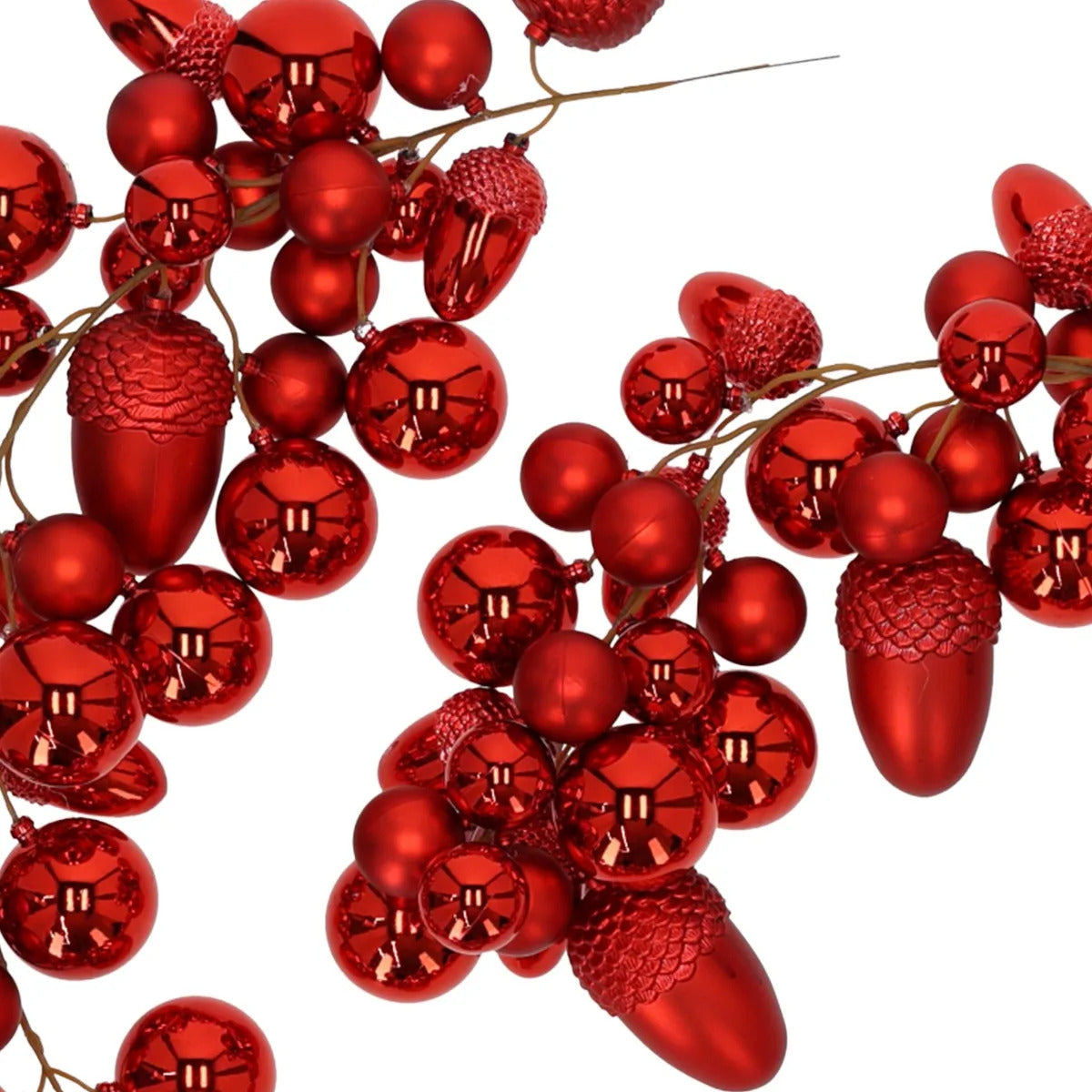 Guirnalda lluvia Esferas Rojas Y Bellotas Decorativas 180 cm