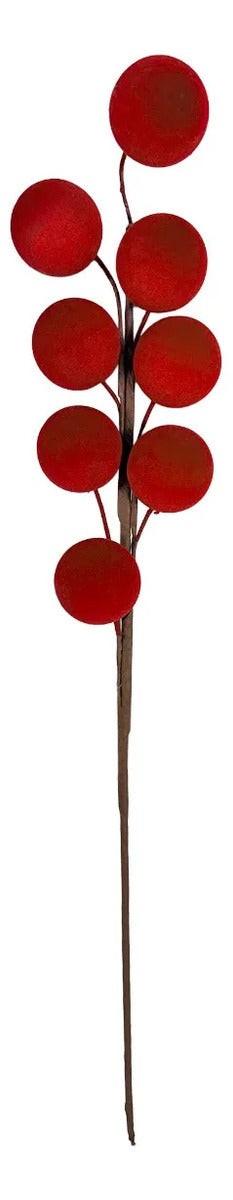 Rama Navideña Lluvia con Bayas Grandes Rojas 7.5cm