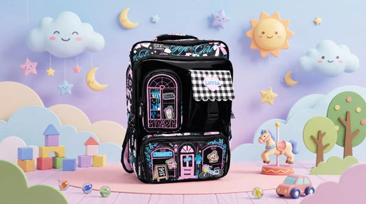 Mochila Lluvia Negra Casita Y Ositos Con Velcro Desmontables