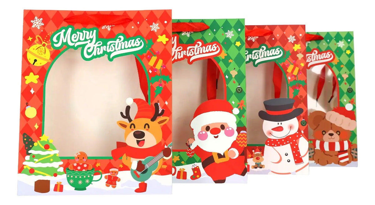 Bolsas de Regalo Navideñas Lluvia Ventana Mágica 12 Pzas