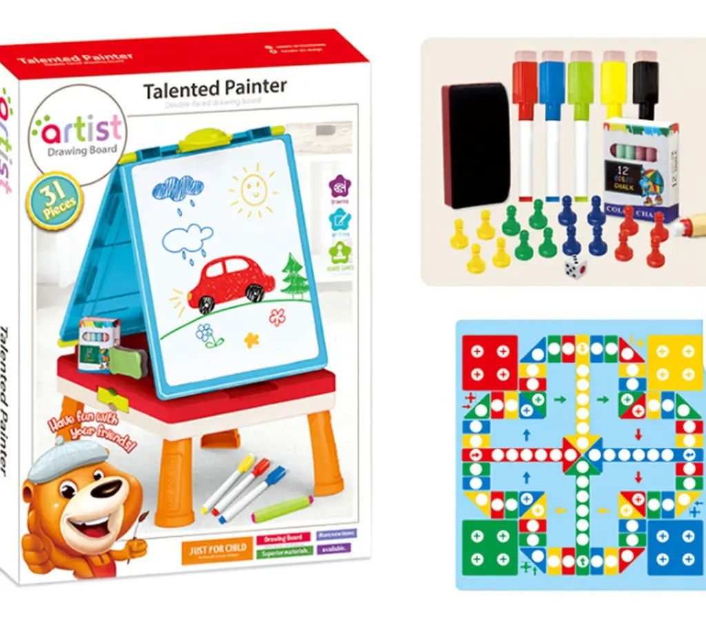 Pizarra Doble Cara Desmontable Y Juegos 31 Piezas Candy Toys