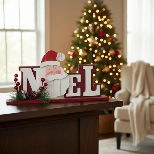 Letrero Navideño Con Figura Noel 40x2x53 Cm Marca Lluvia