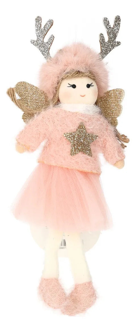 Set Lluvia 3 Hadas Miniatura Falda Tul Rosa 21 cm