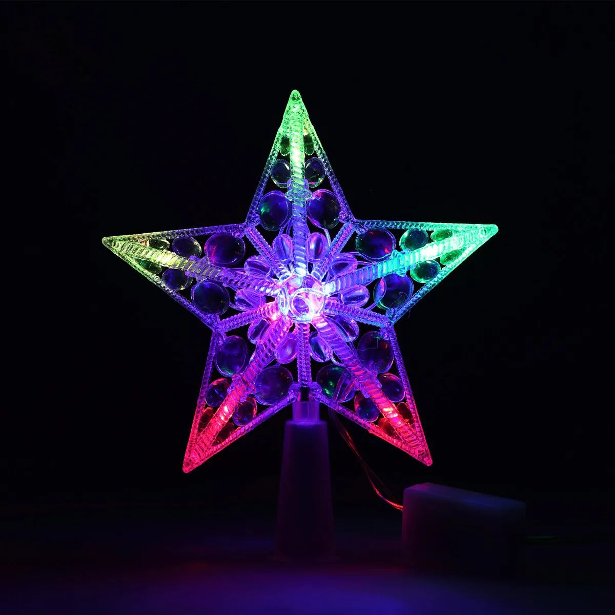 Estrella Navideña JL Transparente 10 Luces Led Multicolor